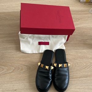 Valentino leather rock stud leather slippers